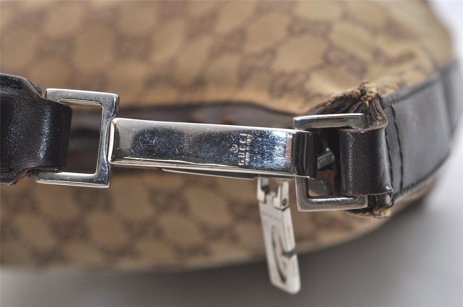 Authentic GUCCI Shoulder Hand Bag Purse GG Canvas Leather 0000602 Brown 6316J