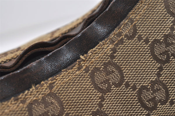 Authentic GUCCI Shoulder Hand Bag Purse GG Canvas Leather 0000602 Brown 6316J