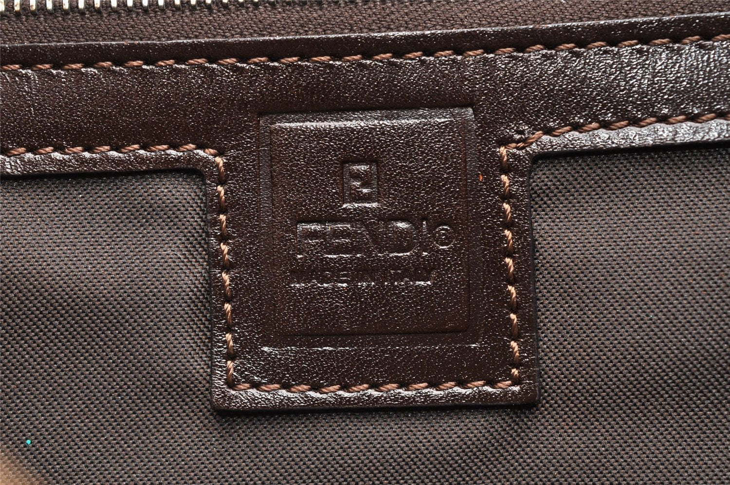 Authentic FENDI Zucca Mamma Baguette Shoulder Bag Canvas Leather Brown 6319I