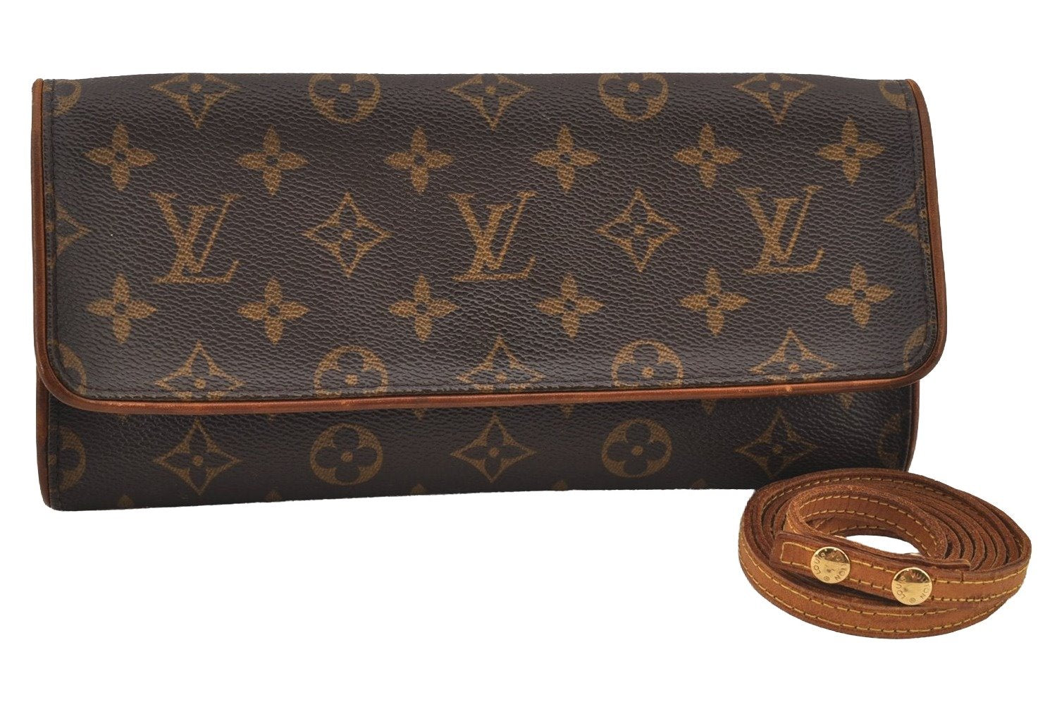Authentic Louis Vuitton Monogram Pochette Twin GM Shoulder Bag M51852 LV 6319J