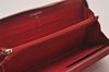 Authentic CHANEL Lamb Skin Matelasse Vintage Long Wallet Purse Red CC 6323I