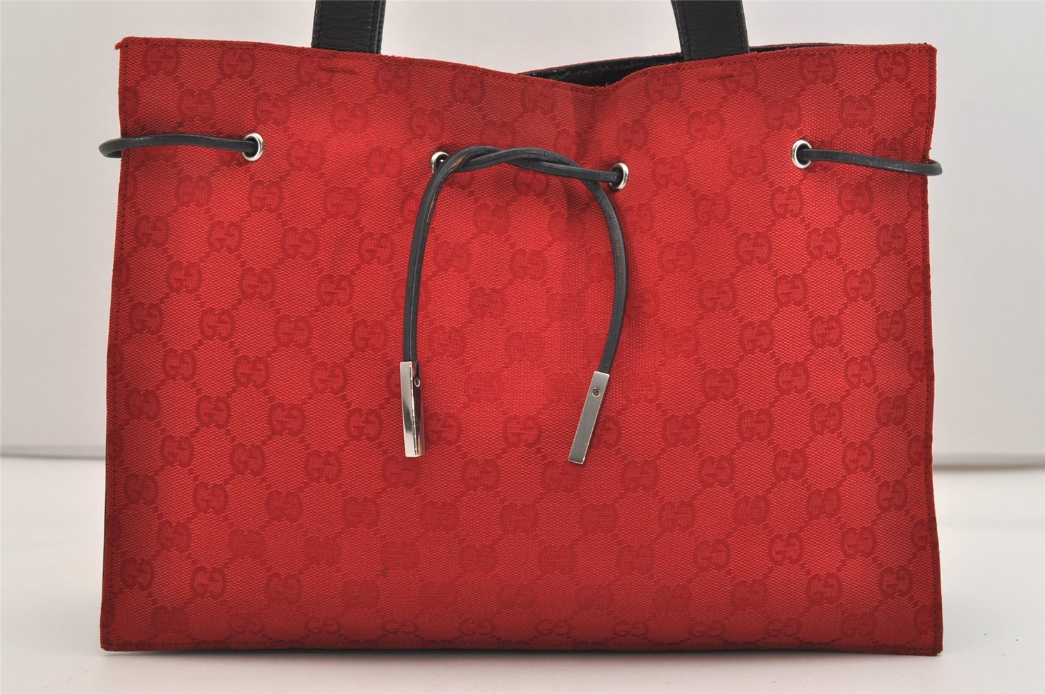 Authentic GUCCI Vintage Shoulder Tote Bag GG Canvas Leather 0021053 Red 6323J