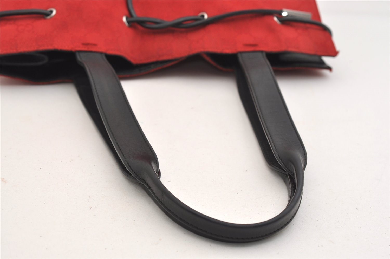 Authentic GUCCI Vintage Shoulder Tote Bag GG Canvas Leather 0021053 Red 6323J