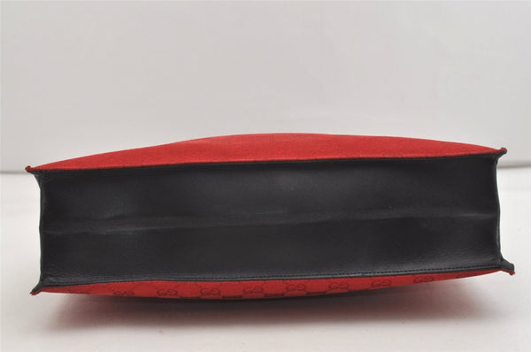 Authentic GUCCI Vintage Shoulder Tote Bag GG Canvas Leather 0021053 Red 6323J