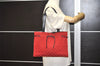 Authentic GUCCI Vintage Shoulder Tote Bag GG Canvas Leather 0021053 Red 6323J