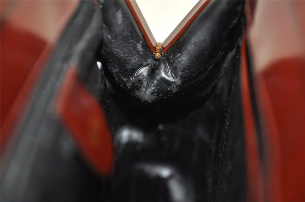 Authentic GUCCI Bamboo Hand Shoulder Bag Purse Enamel Bordeaux Red Junk 6324I