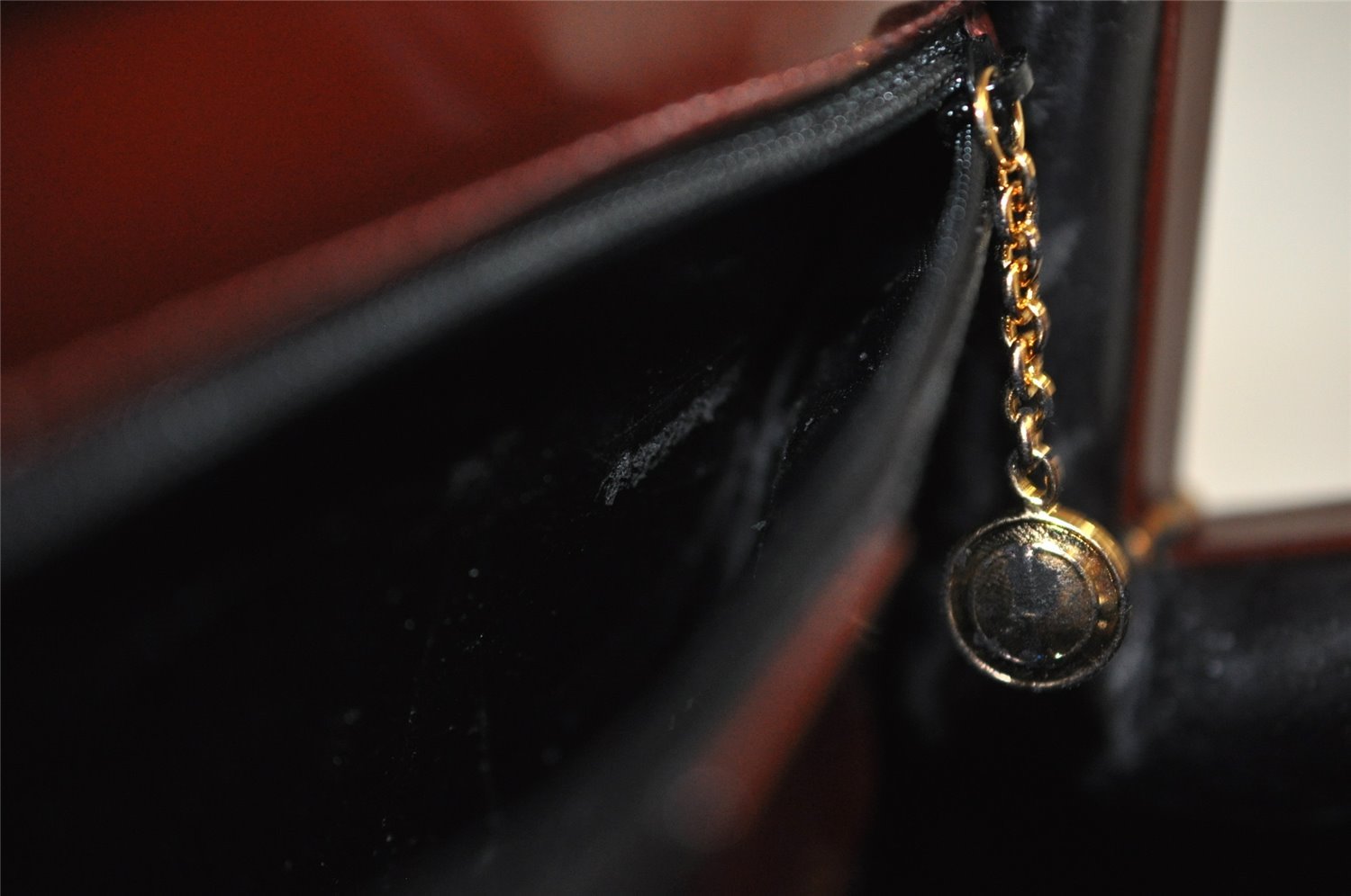 Authentic GUCCI Bamboo Hand Shoulder Bag Purse Enamel Bordeaux Red Junk 6324I