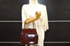 Authentic GUCCI Bamboo Hand Shoulder Bag Purse Enamel Bordeaux Red Junk 6324I