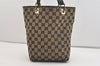 Authentic GUCCI Vintage Shoulder Tote Bag GG Canvas Leather 0021099 Black 6326J