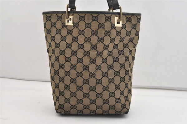 Authentic GUCCI Vintage Shoulder Tote Bag GG Canvas Leather 0021099 Black 6326J