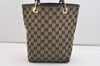 Authentic GUCCI Vintage Shoulder Tote Bag GG Canvas Leather 0021099 Black 6326J