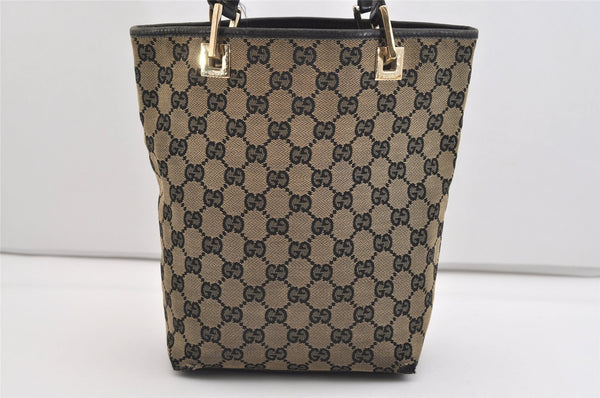Authentic GUCCI Vintage Shoulder Tote Bag GG Canvas Leather 0021099 Black 6326J