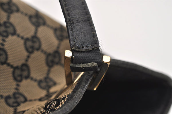 Authentic GUCCI Vintage Shoulder Tote Bag GG Canvas Leather 0021099 Black 6326J