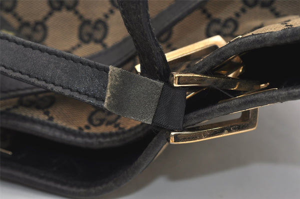 Authentic GUCCI Vintage Shoulder Tote Bag GG Canvas Leather 0021099 Black 6326J
