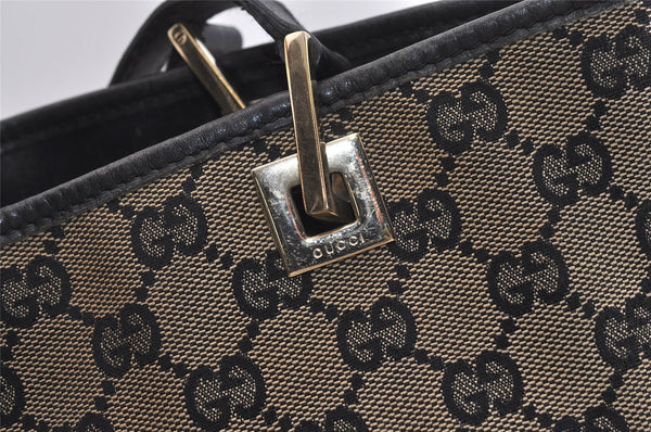 Authentic GUCCI Vintage Shoulder Tote Bag GG Canvas Leather 0021099 Black 6326J