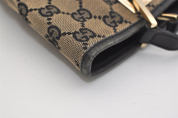 Authentic GUCCI Vintage Shoulder Tote Bag GG Canvas Leather 0021099 Black 6326J