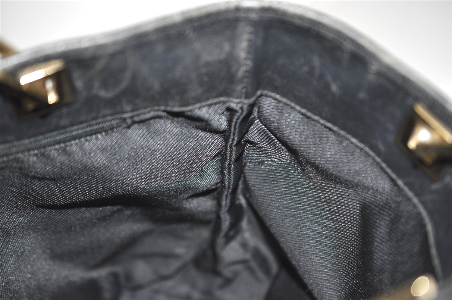 Authentic GUCCI Vintage Shoulder Tote Bag GG Canvas Leather 0021099 Black 6326J