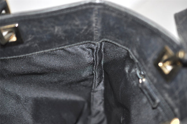 Authentic GUCCI Vintage Shoulder Tote Bag GG Canvas Leather 0021099 Black 6326J