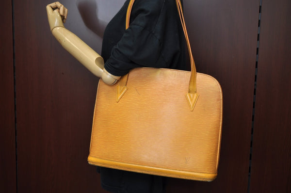 Authentic Louis Vuitton Epi Russac Shoulder Tote Bag Yellow M52289 LV 6329F