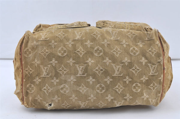 Authentic Louis Vuitton Monogram Denim Jasmine Hand Bag M95772 Khaki 6331K