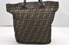 Authentic FENDI Vintage Zucca Folding Tote Hand Bag Nylon Leather Brown 6334K