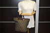 Authentic FENDI Vintage Zucca Folding Tote Hand Bag Nylon Leather Brown 6334K