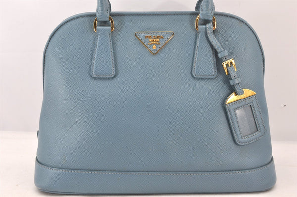 Authentic PRADA Leather Nappa 2Way Shoulder Hand Bag Purse Light Blue 6336K