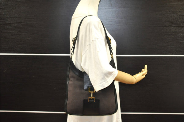 Authentic GUCCI Vintage Shoulder Bag Purse Canvas Leather 0014129 Brown 6337I