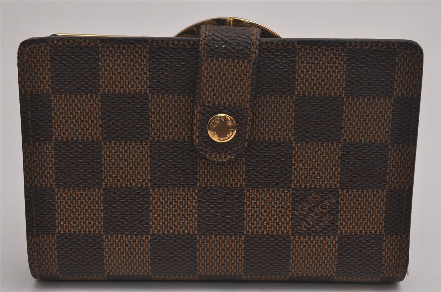 Auth Louis Vuitton Damier Porte Monnaie Billets Viennois Wallet N61664 LV 6339J