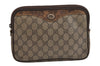 Authentic GUCCI Shoulder Cross Clutch Bag Purse GG PVC Leather Brown Junk 6340J