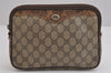 Authentic GUCCI Shoulder Cross Clutch Bag Purse GG PVC Leather Brown Junk 6340J