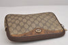Authentic GUCCI Shoulder Cross Clutch Bag Purse GG PVC Leather Brown Junk 6340J