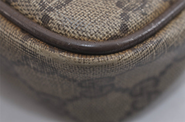 Authentic GUCCI Shoulder Cross Clutch Bag Purse GG PVC Leather Brown Junk 6340J