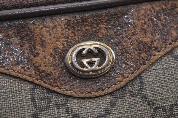 Authentic GUCCI Shoulder Cross Clutch Bag Purse GG PVC Leather Brown Junk 6340J