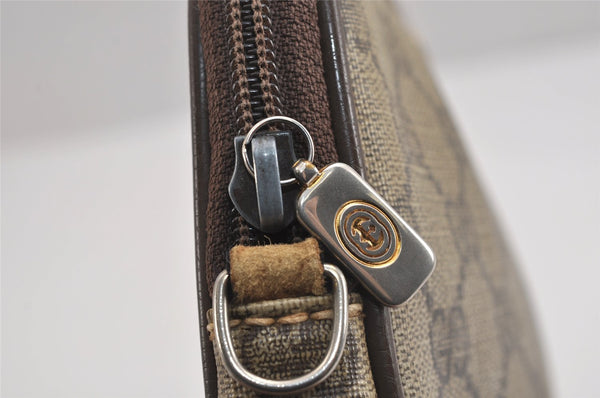 Authentic GUCCI Shoulder Cross Clutch Bag Purse GG PVC Leather Brown Junk 6340J