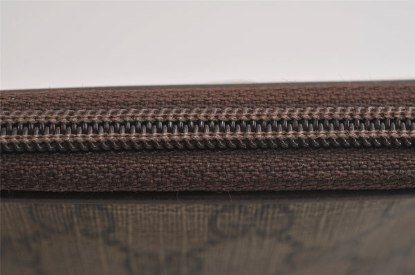 Authentic GUCCI Shoulder Cross Clutch Bag Purse GG PVC Leather Brown Junk 6340J