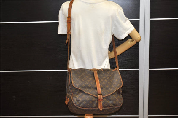 Authentic Louis Vuitton Monogram Saumur 35 Shoulder Cross Bag M42254 LV 6340K