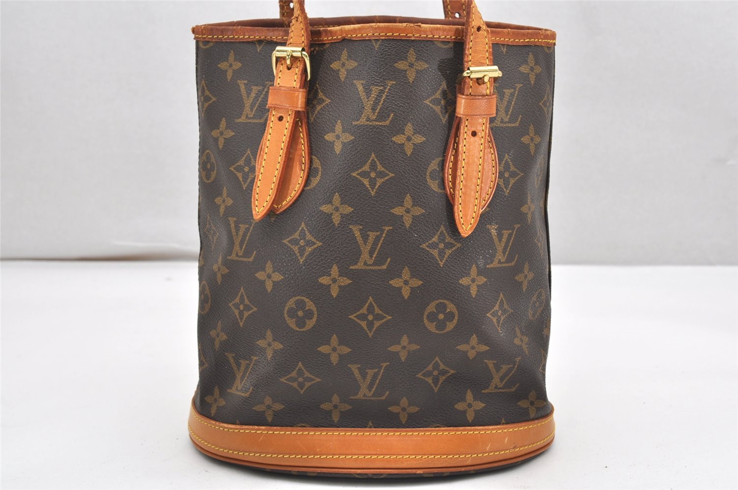Authentic Louis Vuitton Monogram Bucket PM Shoulder Tote Bag M42238 Junk 6341K
