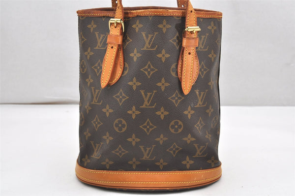 Authentic Louis Vuitton Monogram Bucket PM Shoulder Tote Bag M42238 Junk 6341K