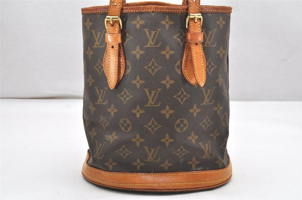 Authentic Louis Vuitton Monogram Bucket PM Shoulder Tote Bag M42238 Junk 6341K