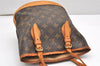 Authentic Louis Vuitton Monogram Bucket PM Shoulder Tote Bag M42238 Junk 6341K