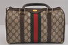 Authentic GUCCI Web Sherry Line Hand Boston Bag GG PVC Leather Brown 6342J