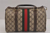 Authentic GUCCI Web Sherry Line Hand Boston Bag GG PVC Leather Brown 6342J
