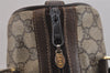 Authentic GUCCI Web Sherry Line Hand Boston Bag GG PVC Leather Brown 6342J