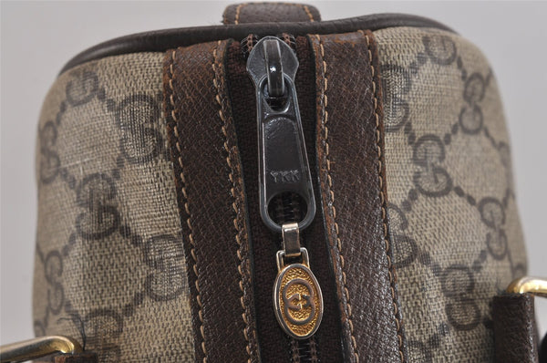 Authentic GUCCI Web Sherry Line Hand Boston Bag GG PVC Leather Brown 6342J