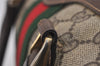 Authentic GUCCI Web Sherry Line Hand Boston Bag GG PVC Leather Brown 6342J