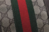 Authentic GUCCI Web Sherry Line Hand Boston Bag GG PVC Leather Brown 6342J
