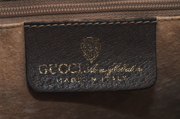 Authentic GUCCI Web Sherry Line Hand Boston Bag GG PVC Leather Brown 6342J