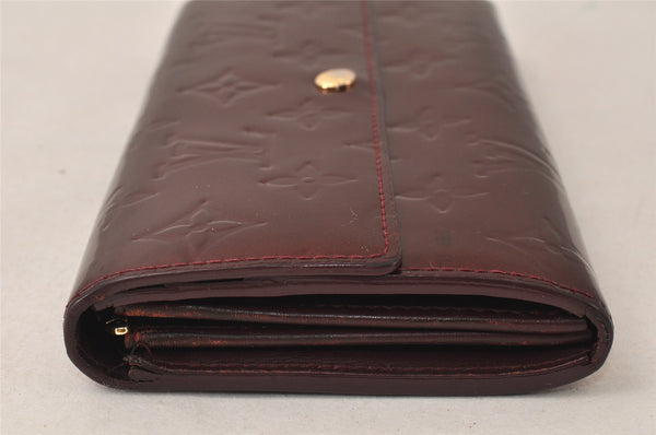 Auth Louis Vuitton Vernis Portefeuille Sarah Wallet Wine Red M93524 LV 6344K