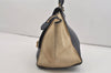 Authentic CELINE Trapeze Medium 2Way Hand Bag Leather Suede Navy Junk 6345J